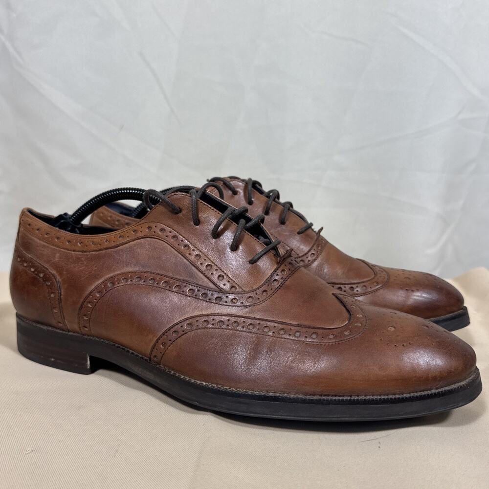 Cole Haan Mens 11M Brown Leather Wingtip Brogue Oxford Dress Shoes Heritage
